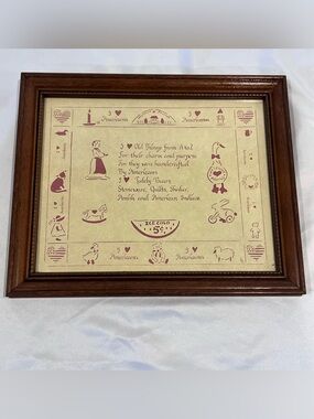 Vintage 1986 Designs With Scissors Americana Folk Art Framed Decor